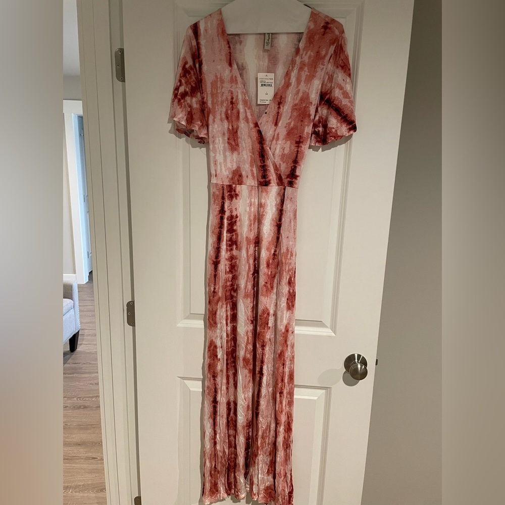 Pink tie dye maxi dress